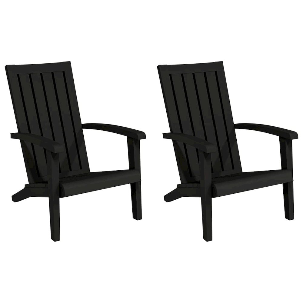 Garden Adirondack Chair Set of 2 Black Polypropylene Standard. Picture 2