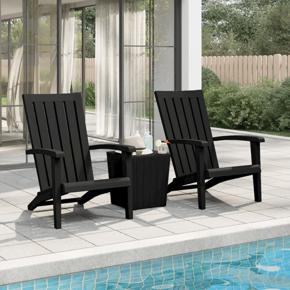 Garden Adirondack Chair Set of 2 Black Polypropylene Standard. Picture 1