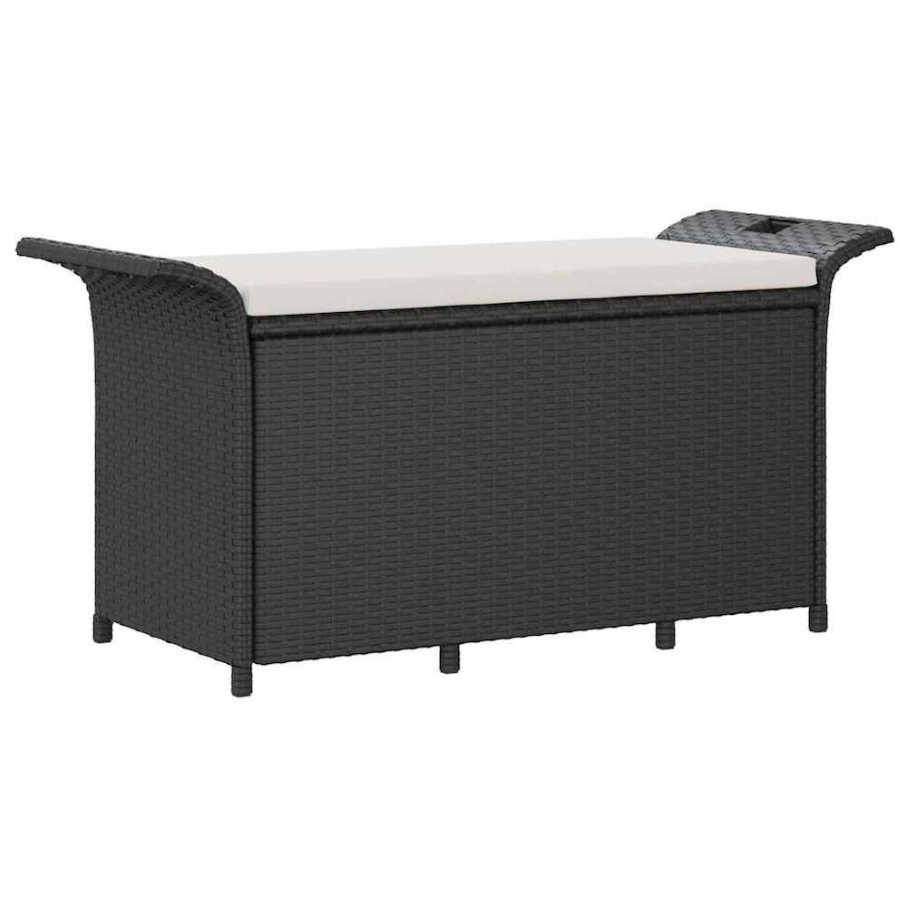Garden Bench Black Polyethylene with rattan look. Picture 1