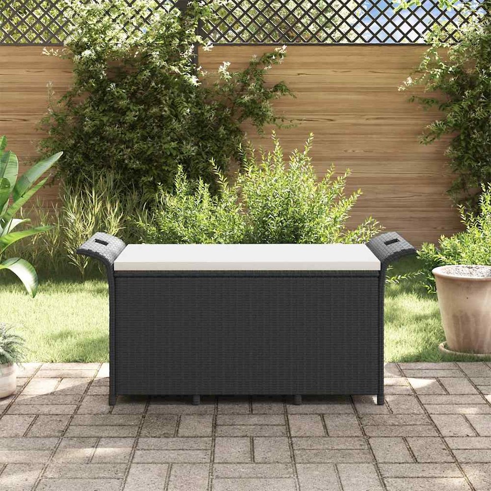 Garden Bench Black Polyethylene with rattan look. Picture 3
