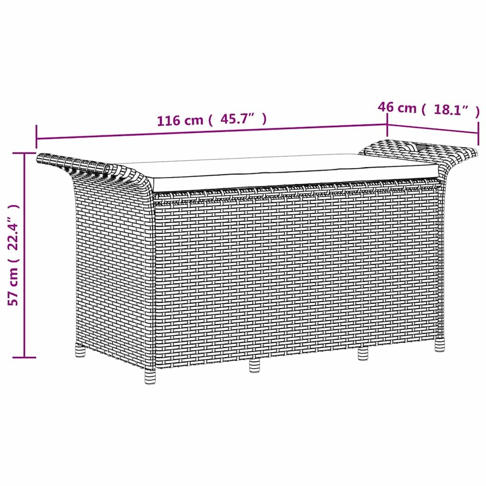 Garden Bench Black Polyethylene with rattan look. Picture 10