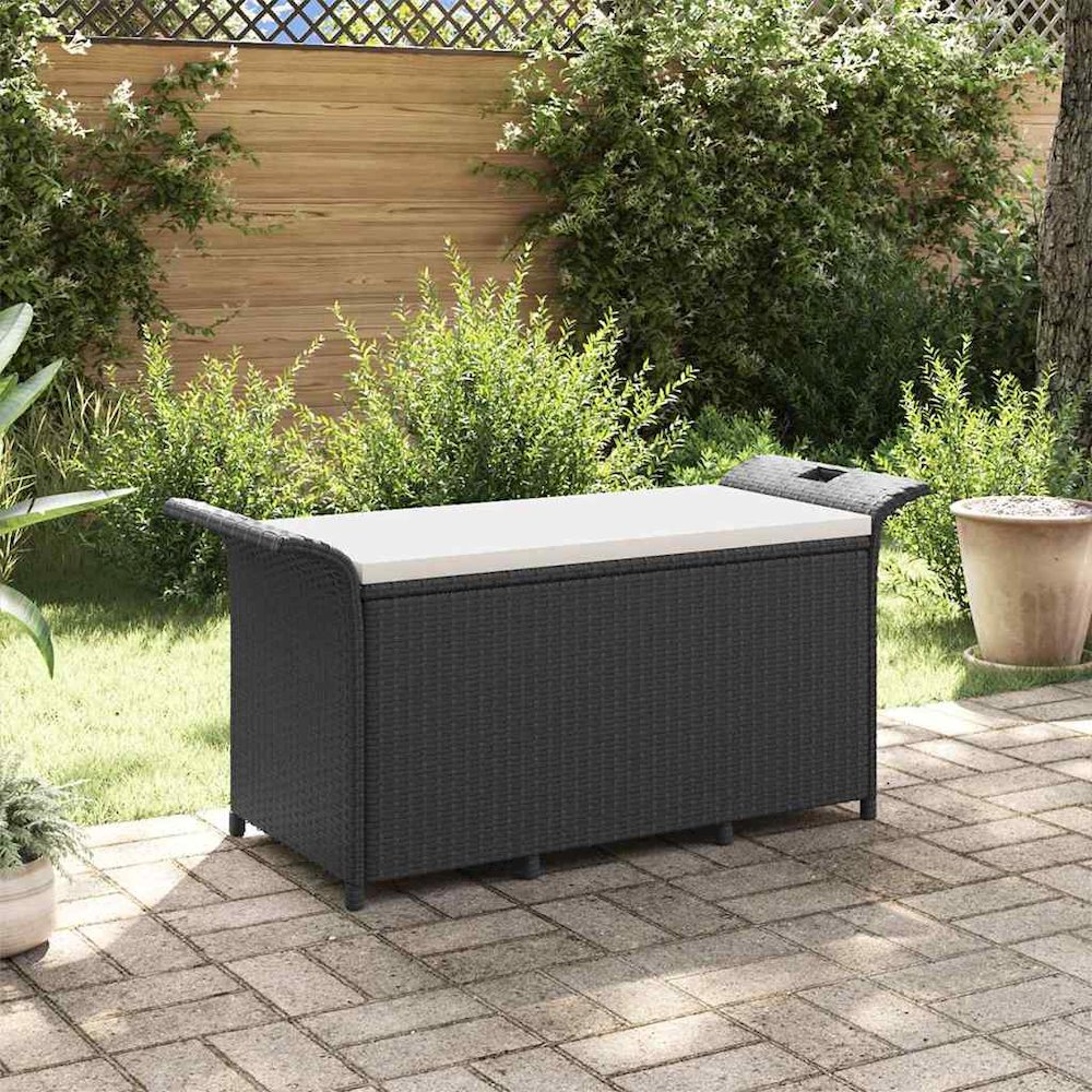 Garden Bench Black Polyethylene with rattan look. Picture 2