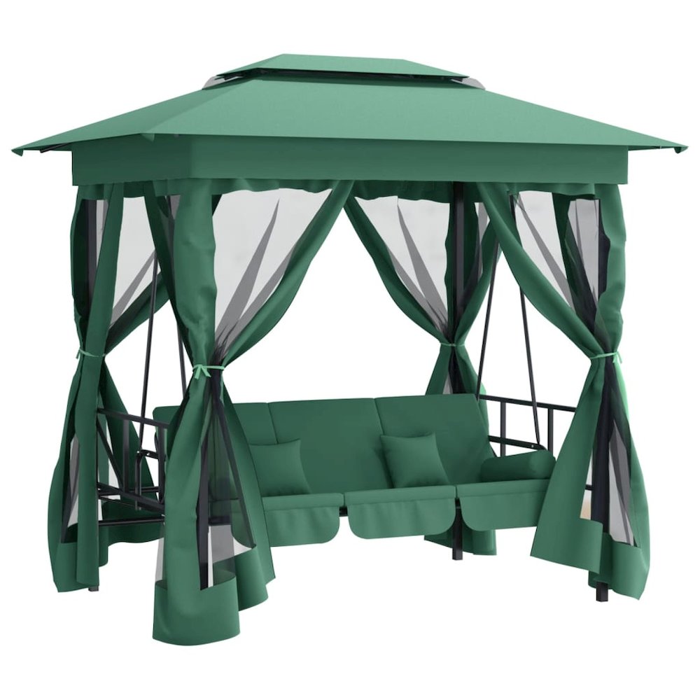 Garden Gazebo Green Powder-coated steel Large. Picture 2