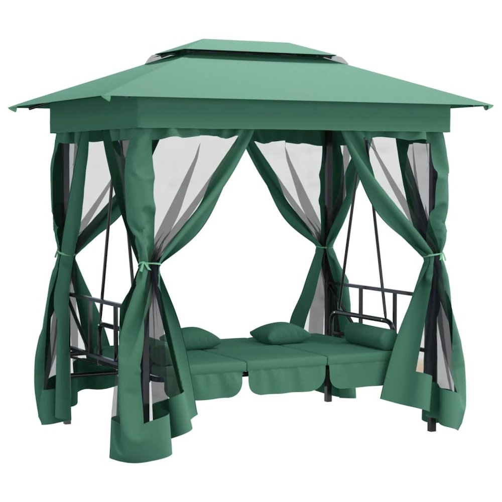 Garden Gazebo Green Powder-coated steel Large. Picture 6