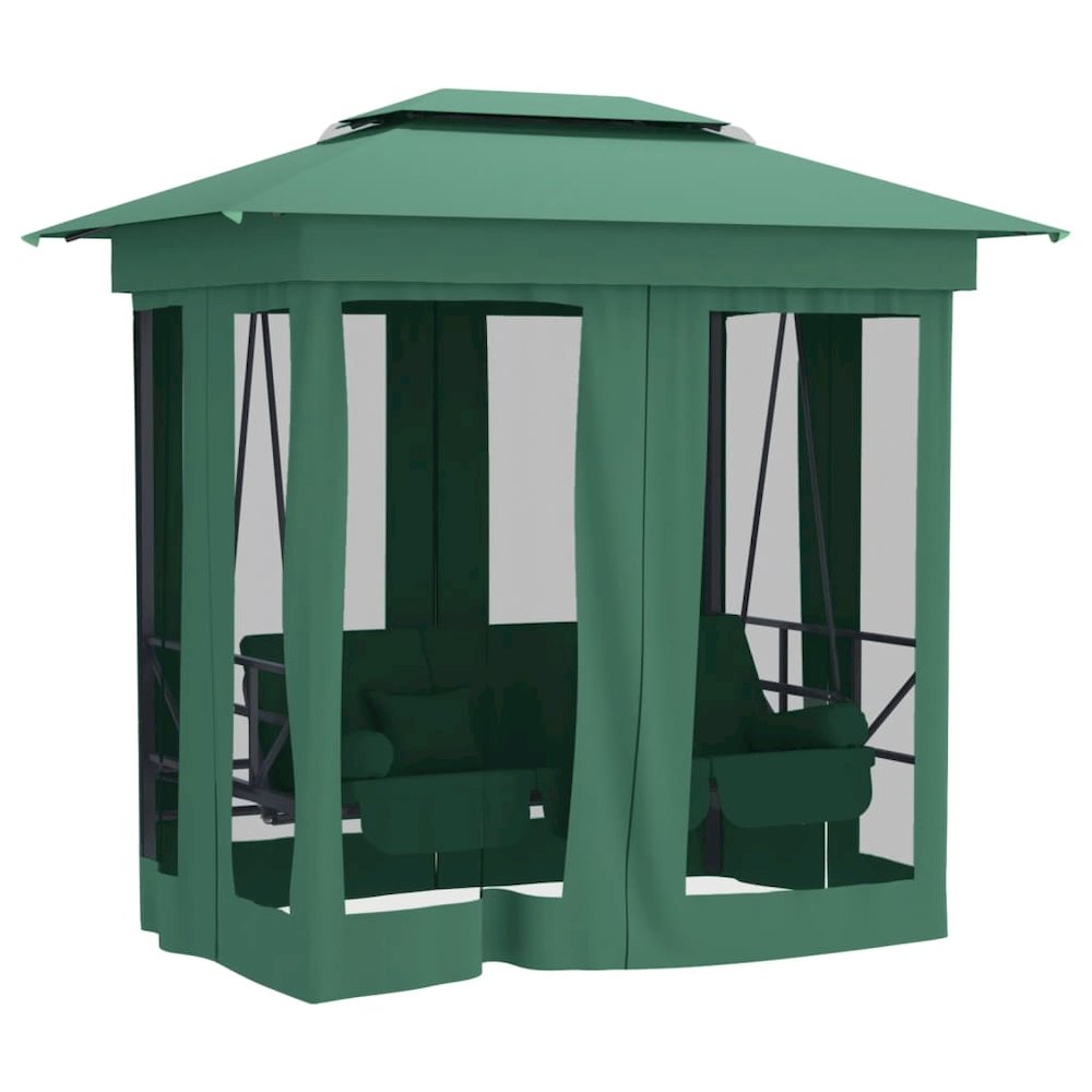 Garden Gazebo Green Powder-coated steel Large. Picture 7