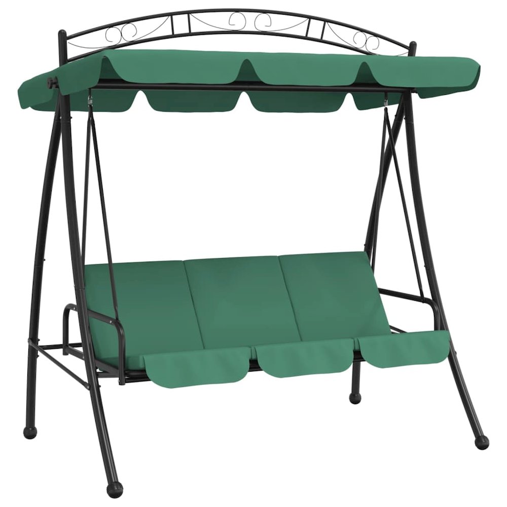 Garden Swing Bench Green Powder-coated steel Large. Picture 2