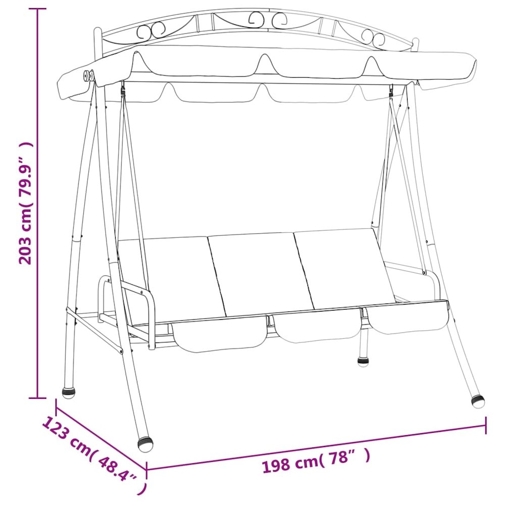 Garden Swing Bench Green Powder-coated steel Large. Picture 9