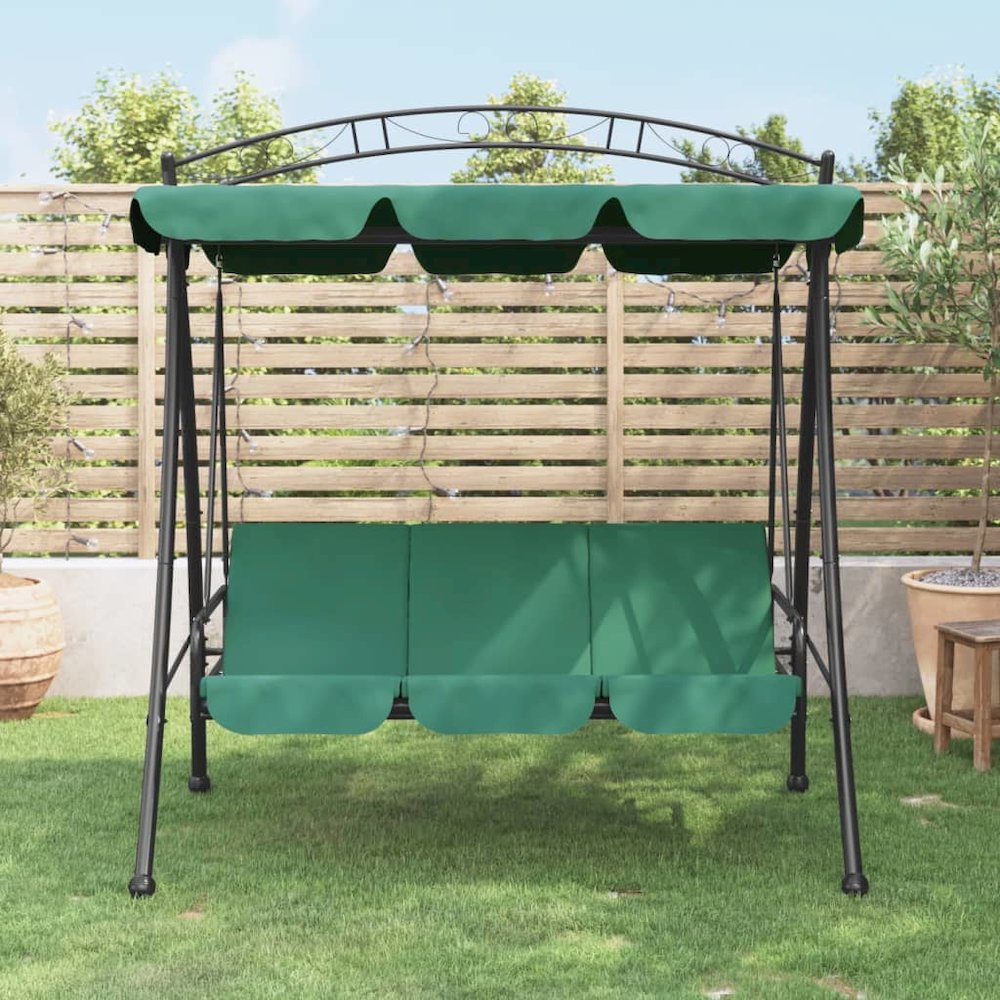 Garden Swing Bench Green Powder-coated steel Large. Picture 1