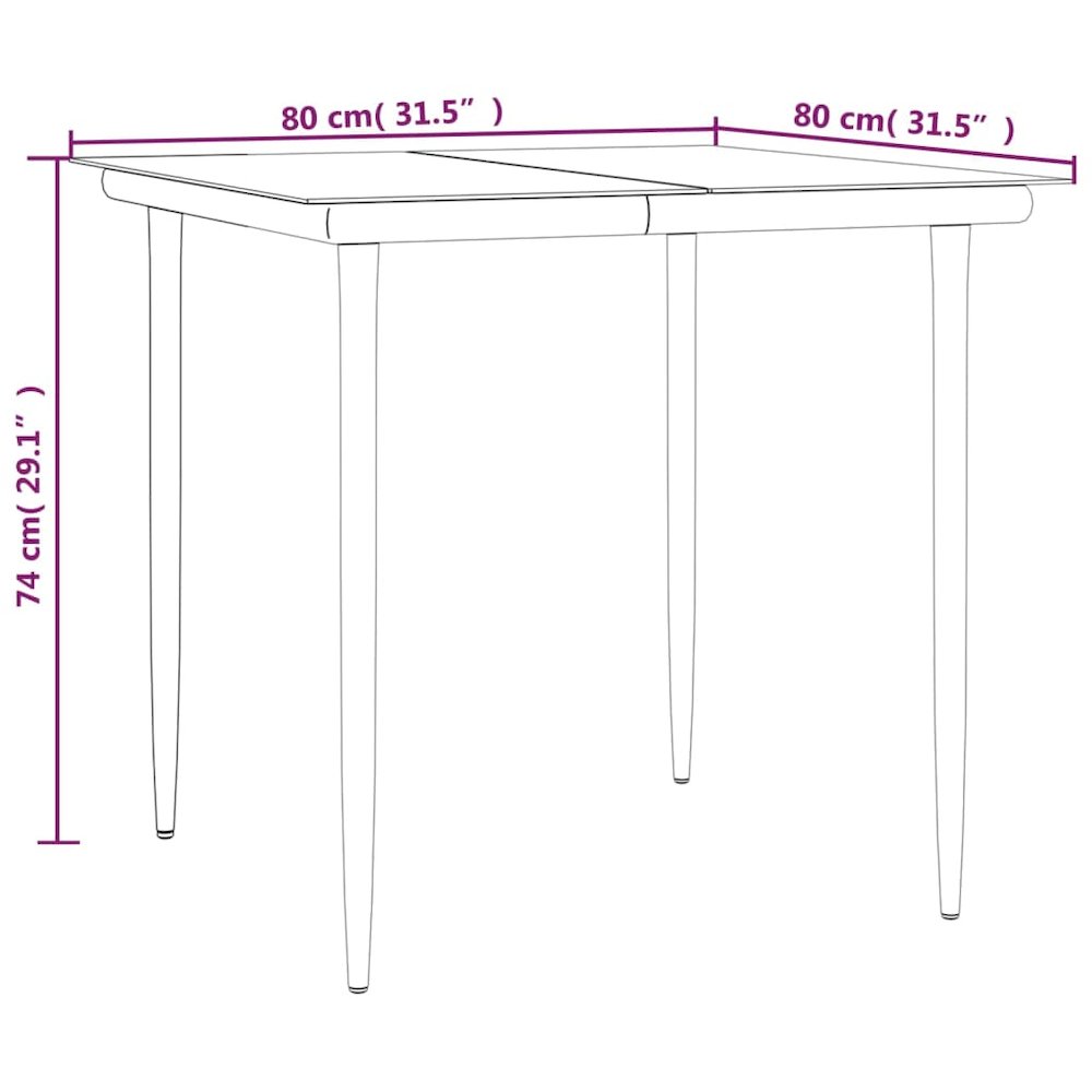 Garden Dining Set Black Steel, Tempered Glass, Polyethylene Medium. Picture 11