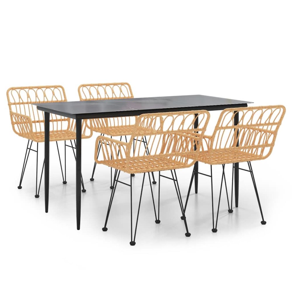 Garden Dining Set Black Steel Medium Durable Garden Dining Set. Picture 2