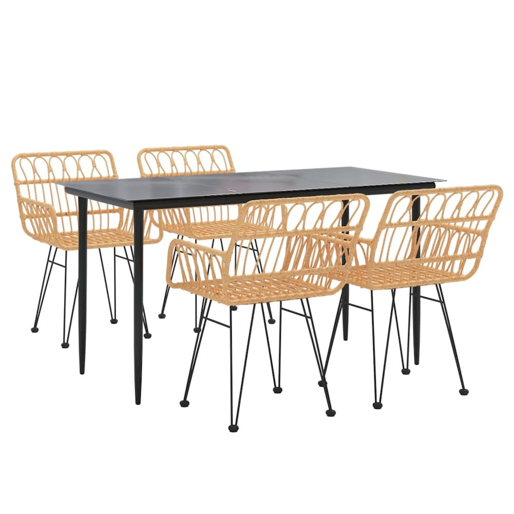 Garden Dining Set Black Steel Medium Durable Garden Dining Set. Picture 3