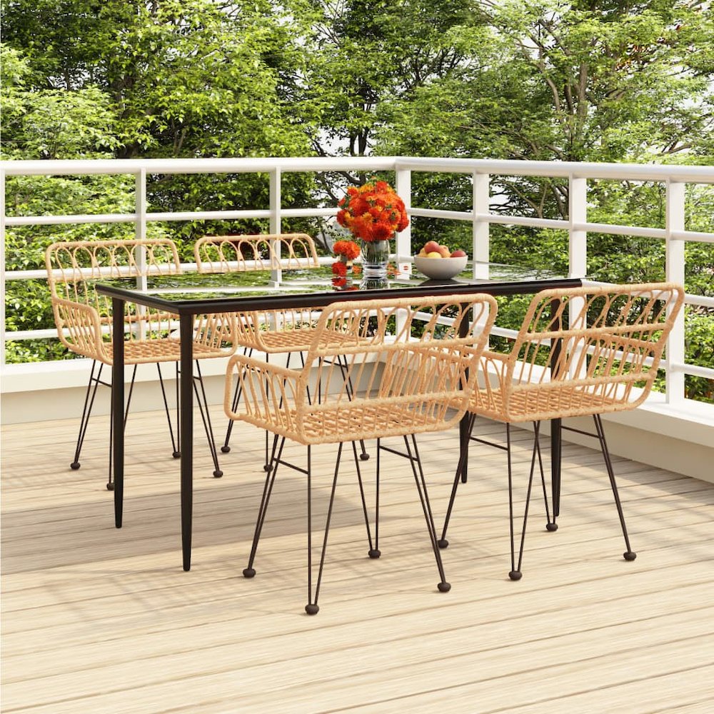 Garden Dining Set Black Steel Medium Durable Garden Dining Set. Picture 1