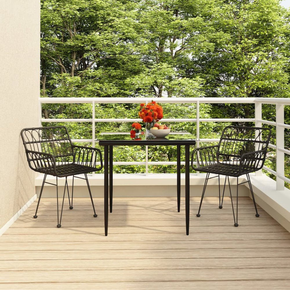 Garden Dining Set Black. Picture 1