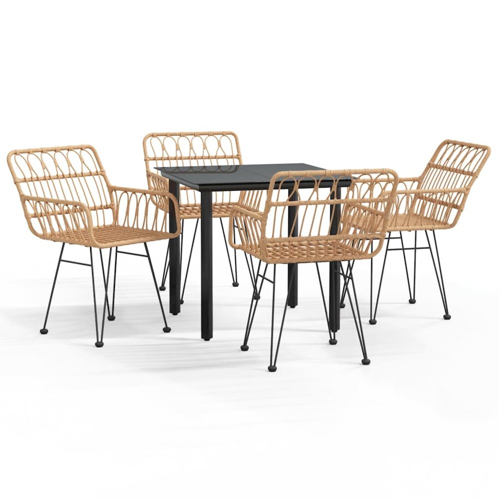 Garden Dining Set Black Poly Rattan Standard Durable. Picture 2
