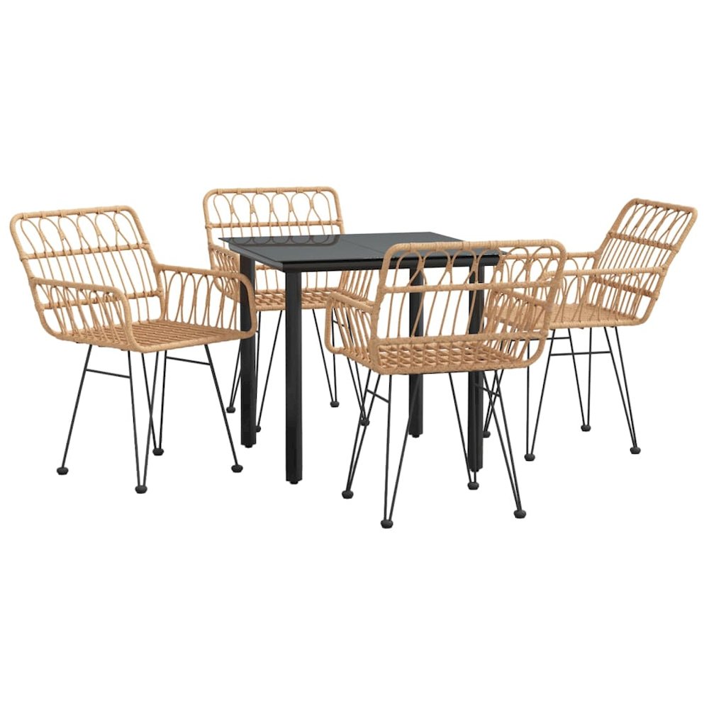 Garden Dining Set Black Poly Rattan Standard Durable. Picture 3