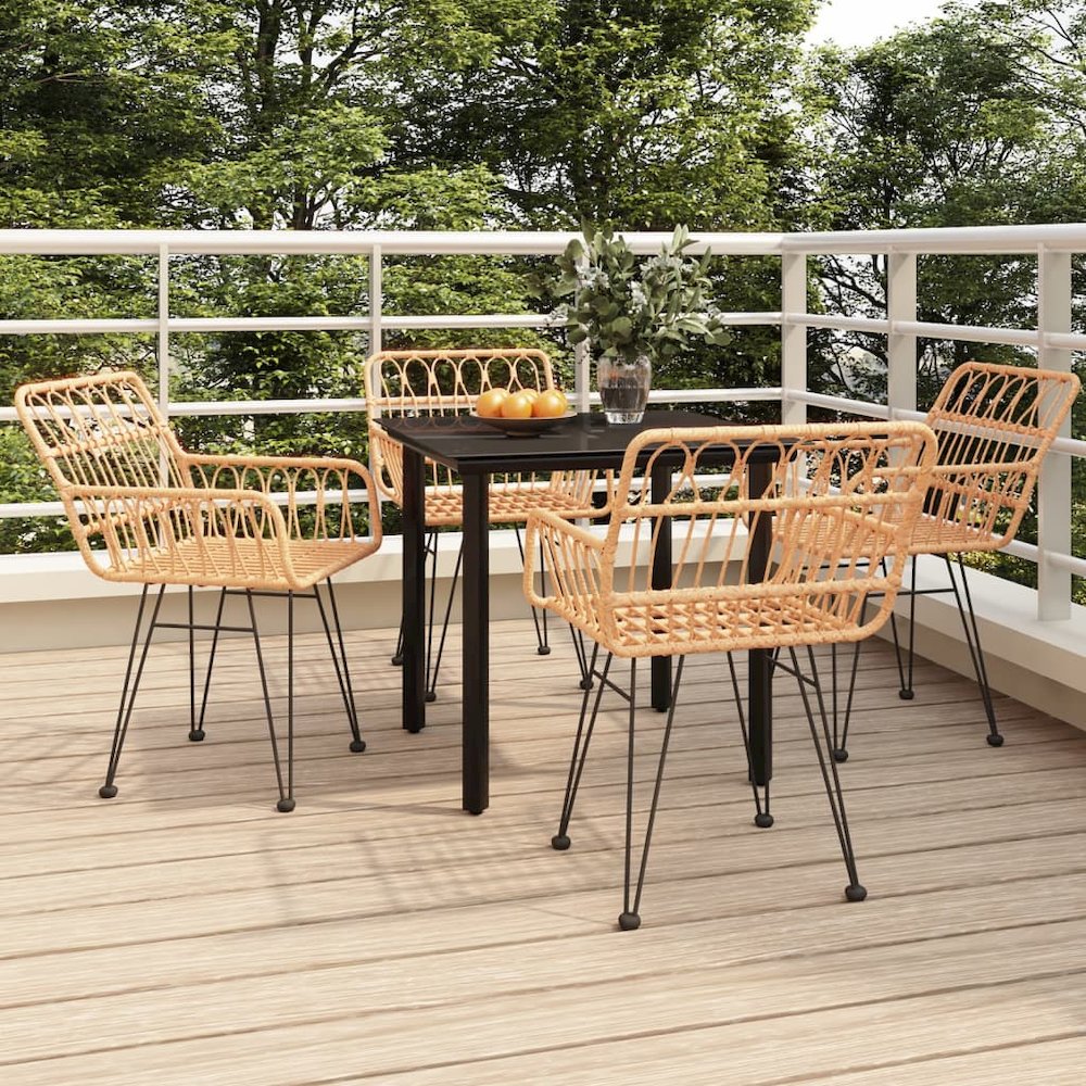 Garden Dining Set Black Poly Rattan Standard Durable. Picture 1