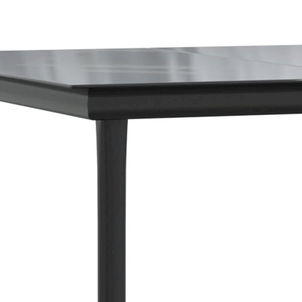 Garden Dining Set Black Steel, polyethylene, tempered glass. Picture 9