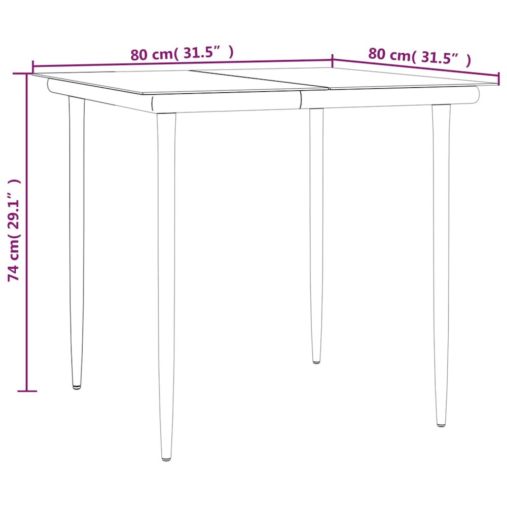 Garden Dining Set Black Steel, polyethylene, tempered glass. Picture 11