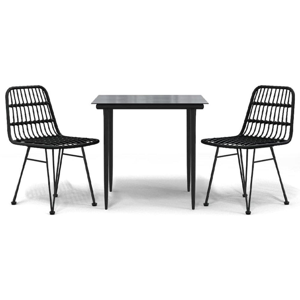 Garden Dining Set Black Poly Rattan Medium Durable. Picture 2