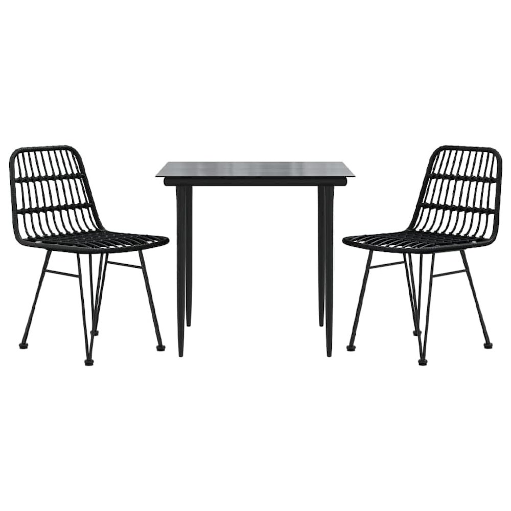 Garden Dining Set Black Poly Rattan Medium Durable. Picture 3