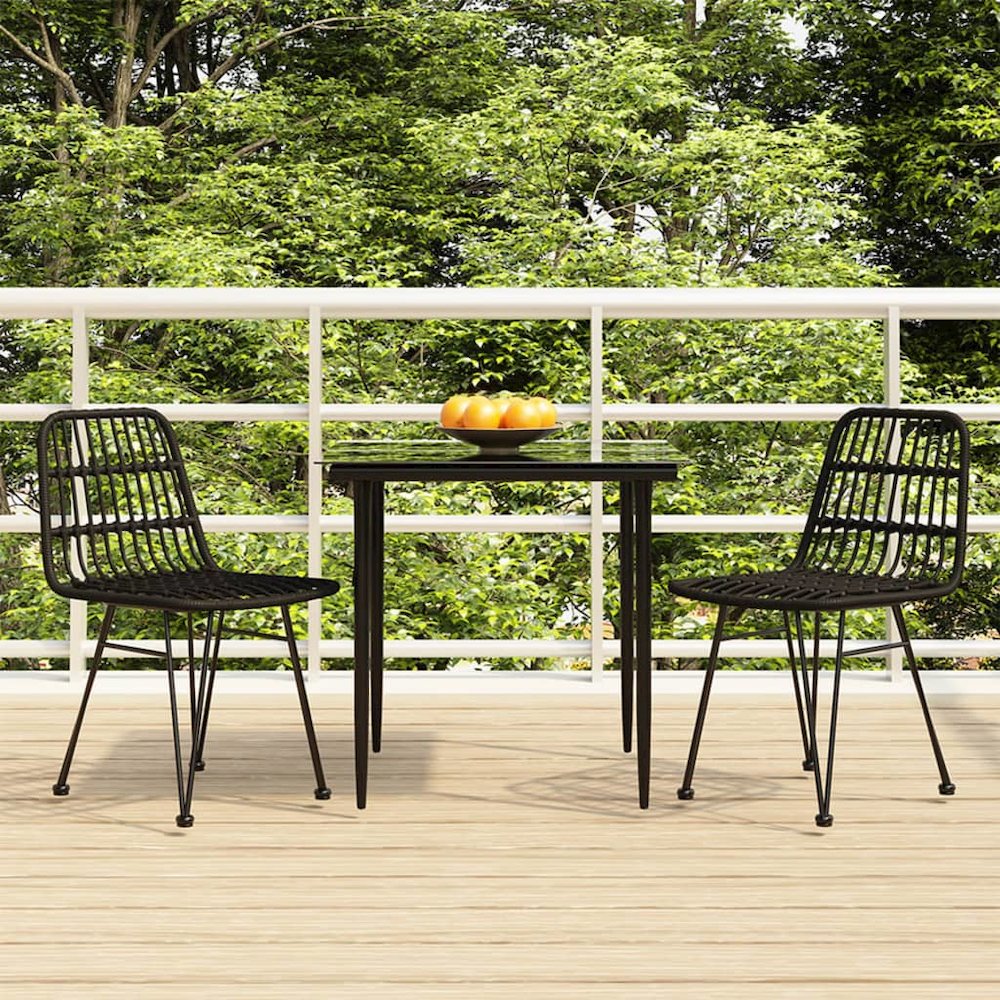Garden Dining Set Black Poly Rattan Medium Durable. Picture 1