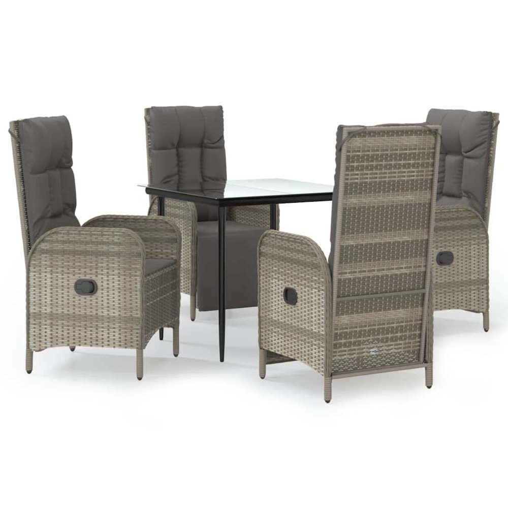 Garden Dining Set Black and Grey. Picture 2