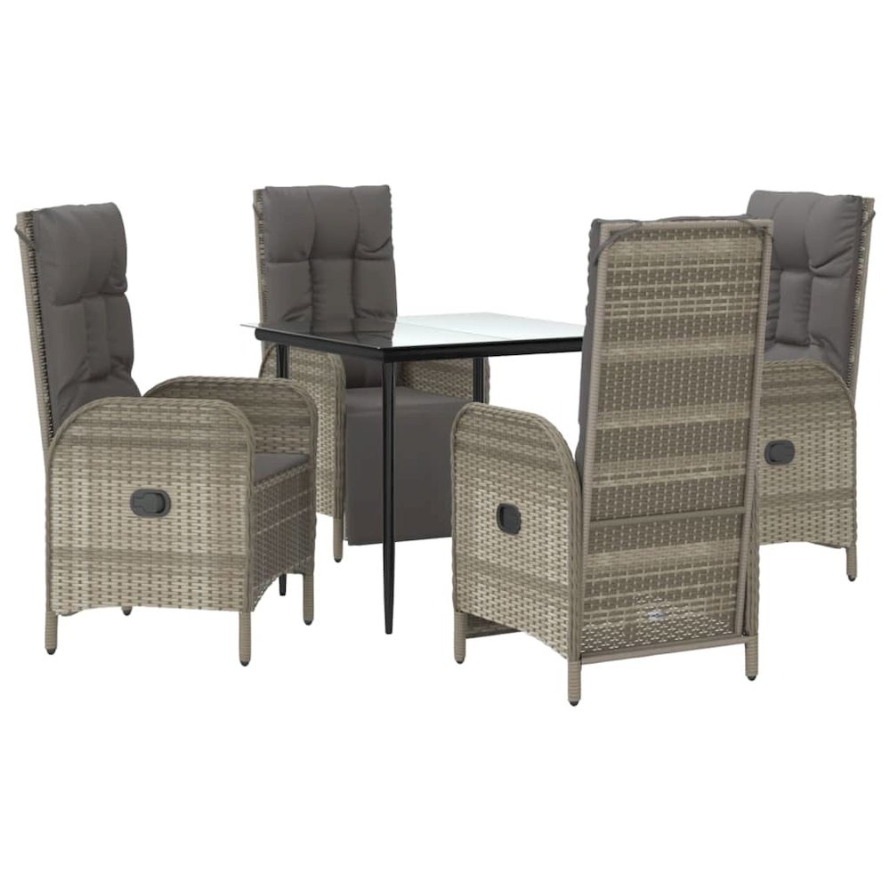 Garden Dining Set Black and Grey. Picture 3