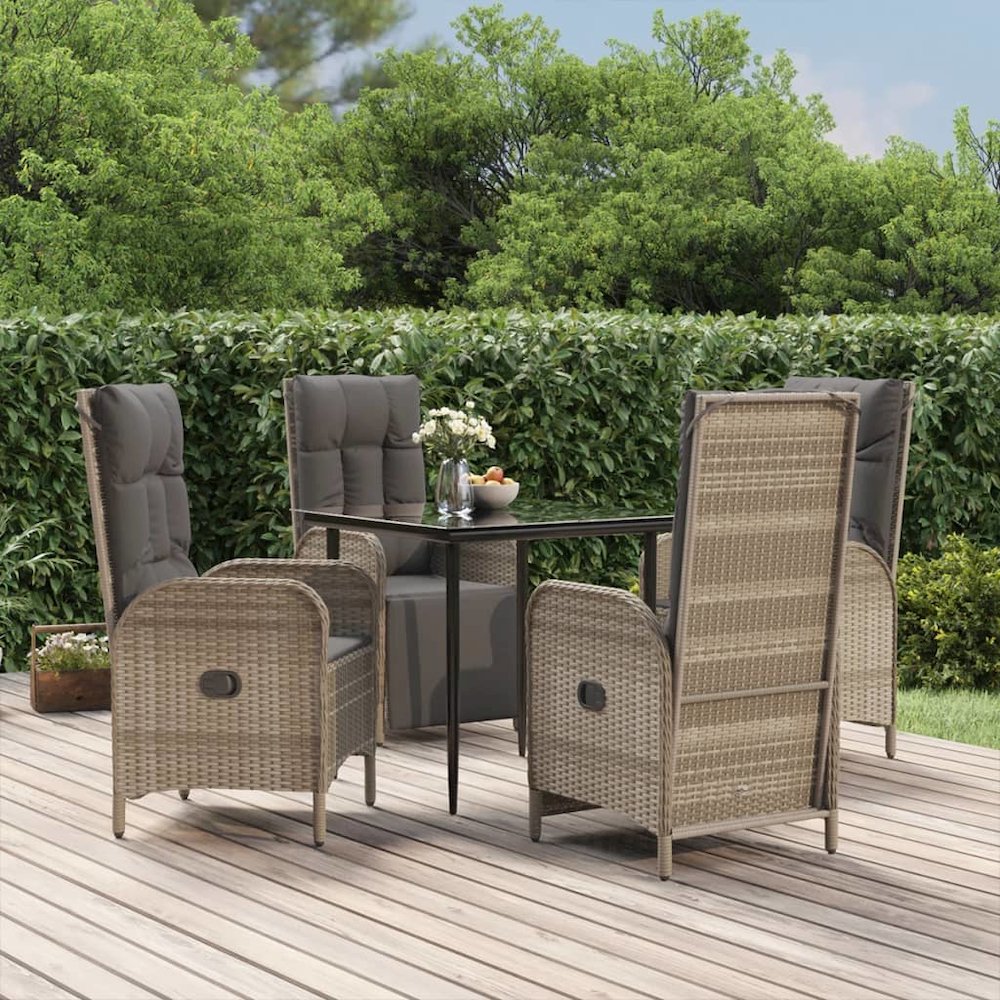 Garden Dining Set Black and Grey. Picture 1