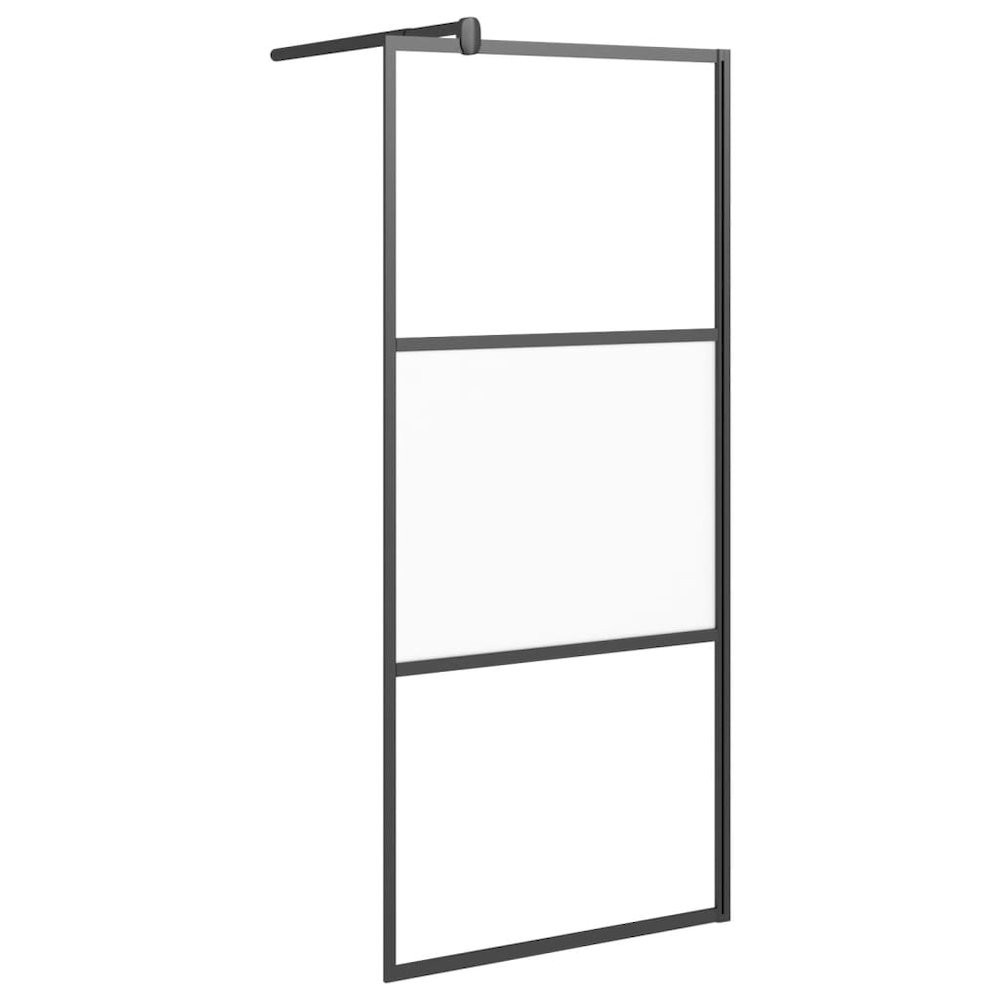 Walk-in Shower Wall with Shelf Black 31.5"x76.8" ESG Glass&Aluminum. Picture 3