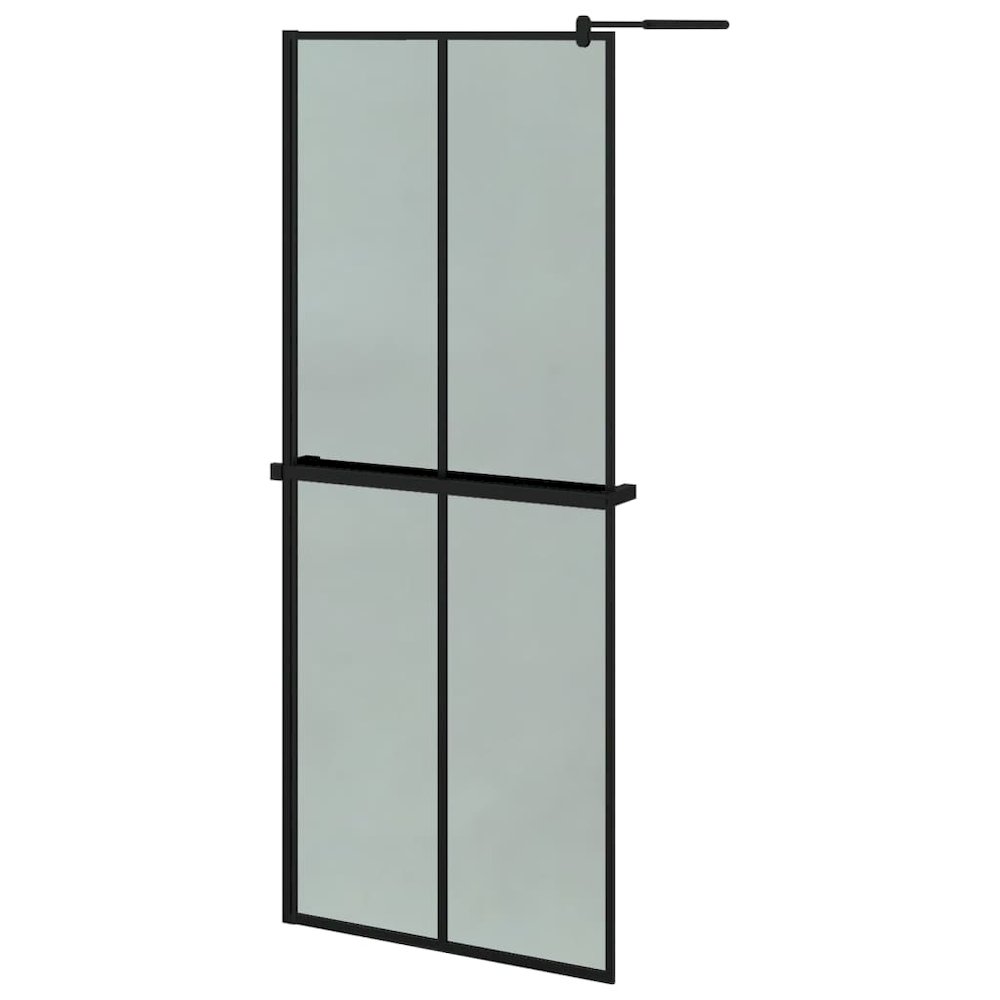 Walk-in Shower Wall with Shelf Black 31.5"x76.8" ESG Glass&Aluminum. Picture 2