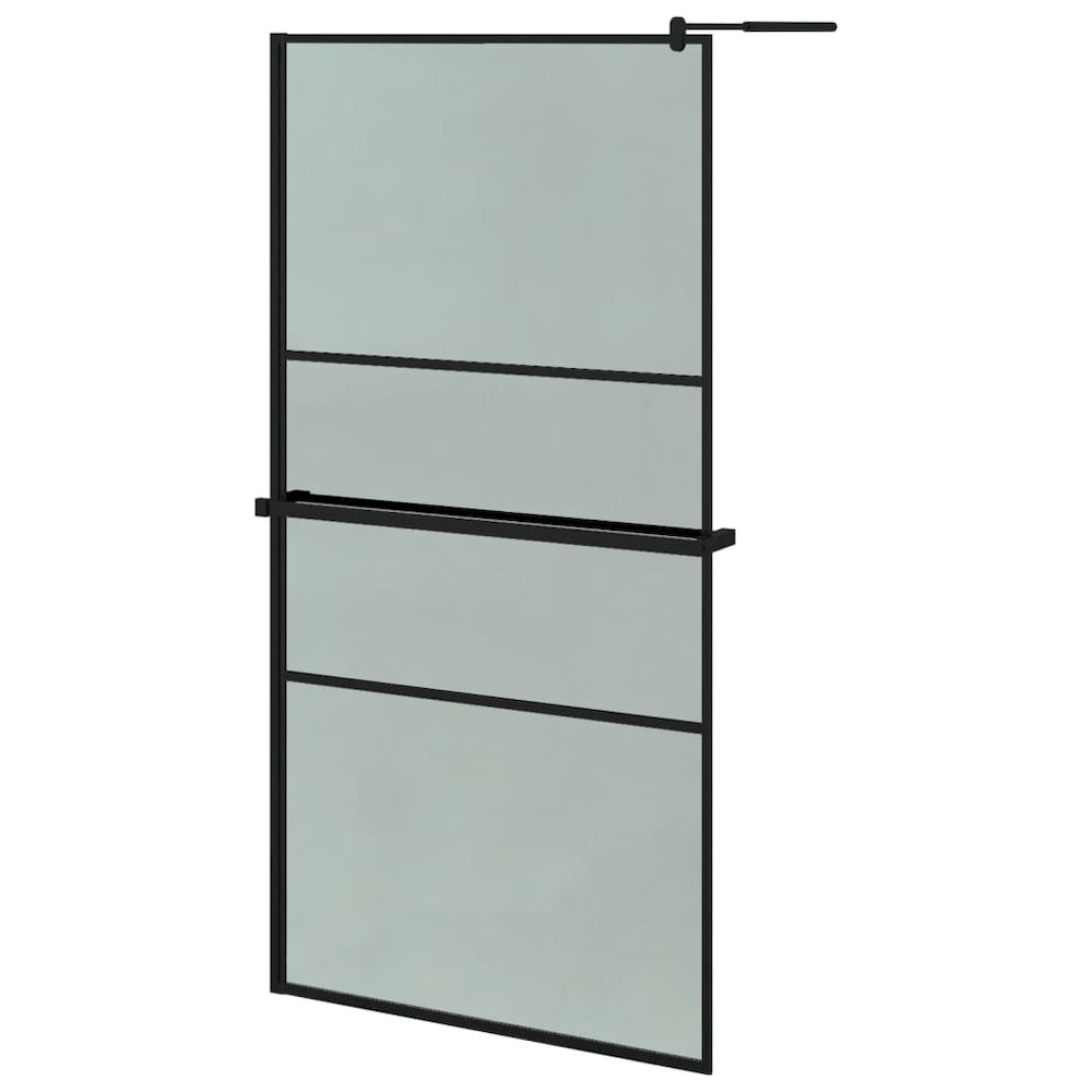 Walk-in Shower Wall with Shelf Black 39.4"x76.8" ESG Glass&Aluminum. Picture 2