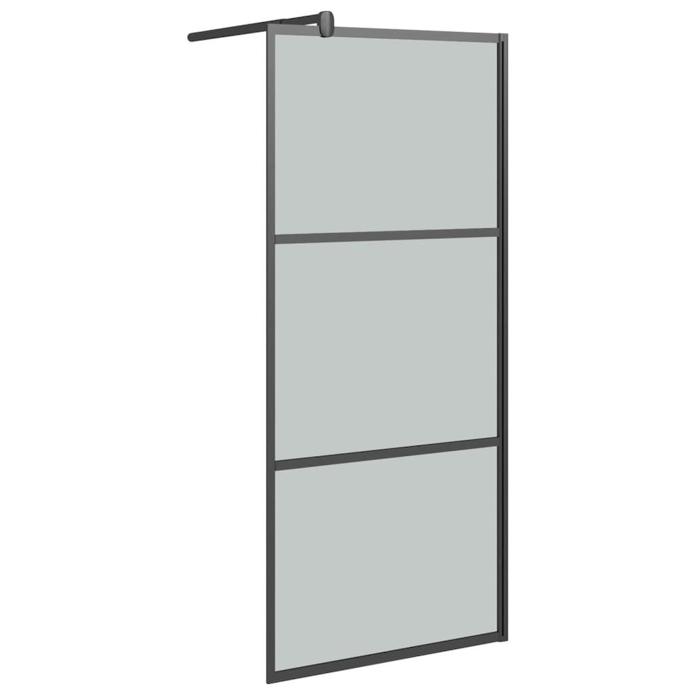 Walk-in Shower Wall with Shelf Black 39.4"x76.8" ESG Glass&Aluminum. Picture 3