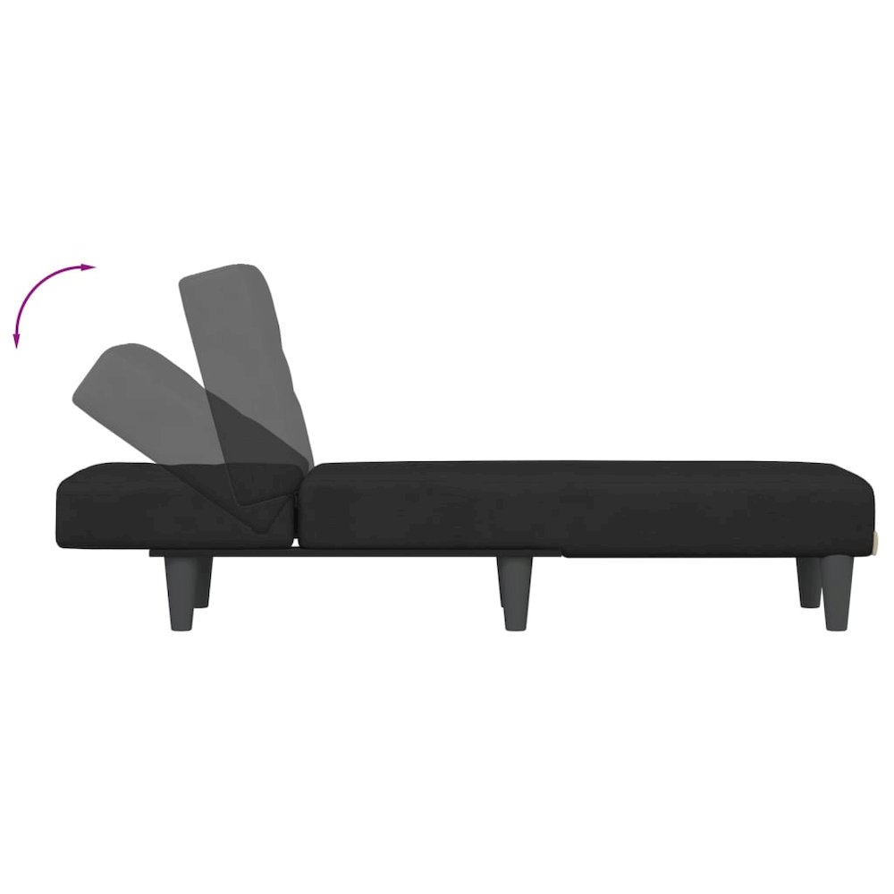 Chaise Longue Black Velvet (100% polyester), plywood. Picture 6