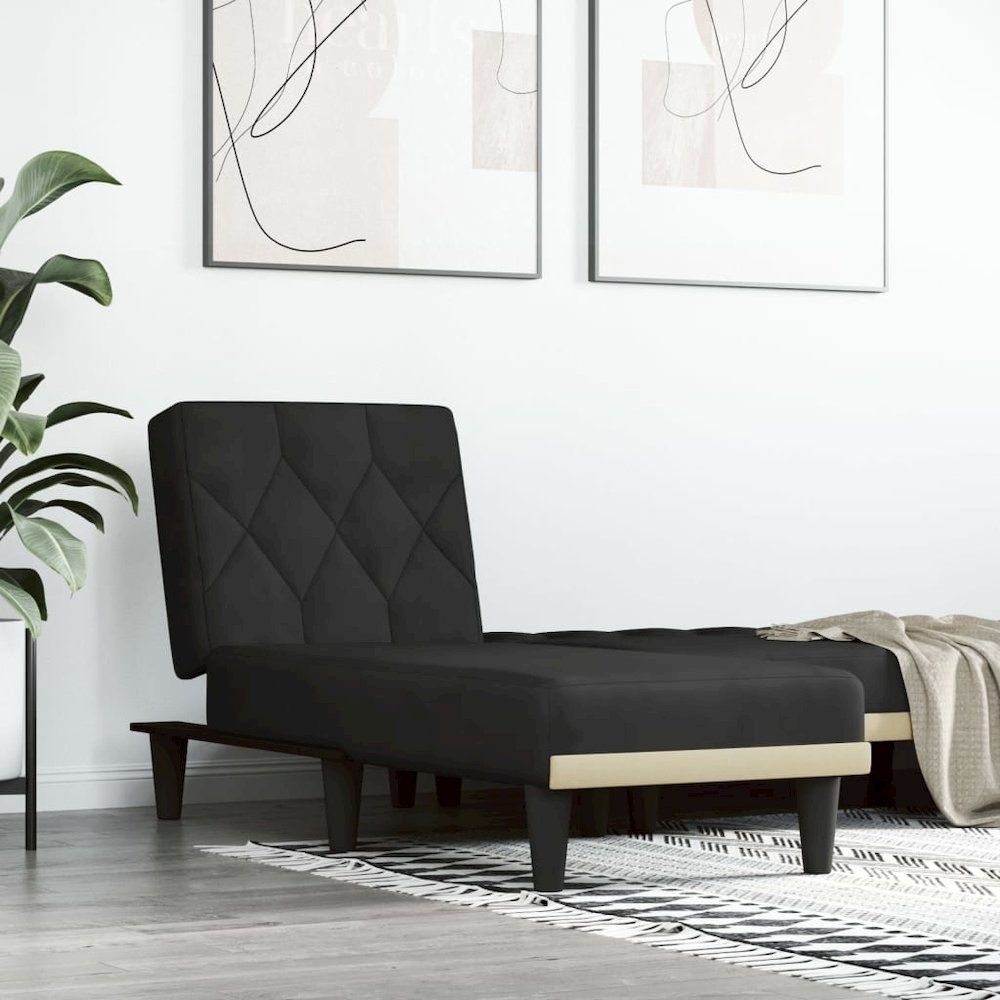Chaise Longue Black Velvet (100% polyester), plywood. Picture 1