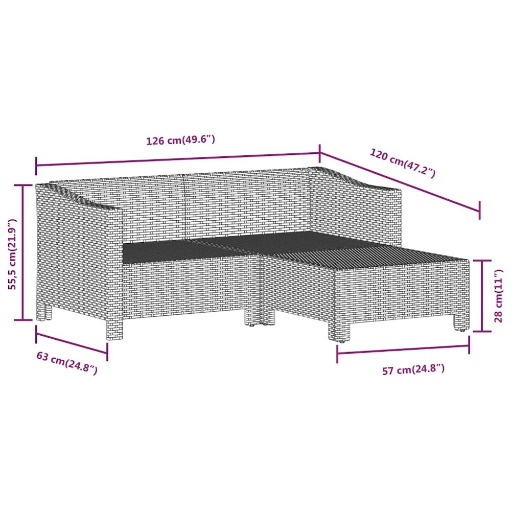 5 Piece Patio Lounge Set with Cushions Gray Poly Rattan. Picture 8