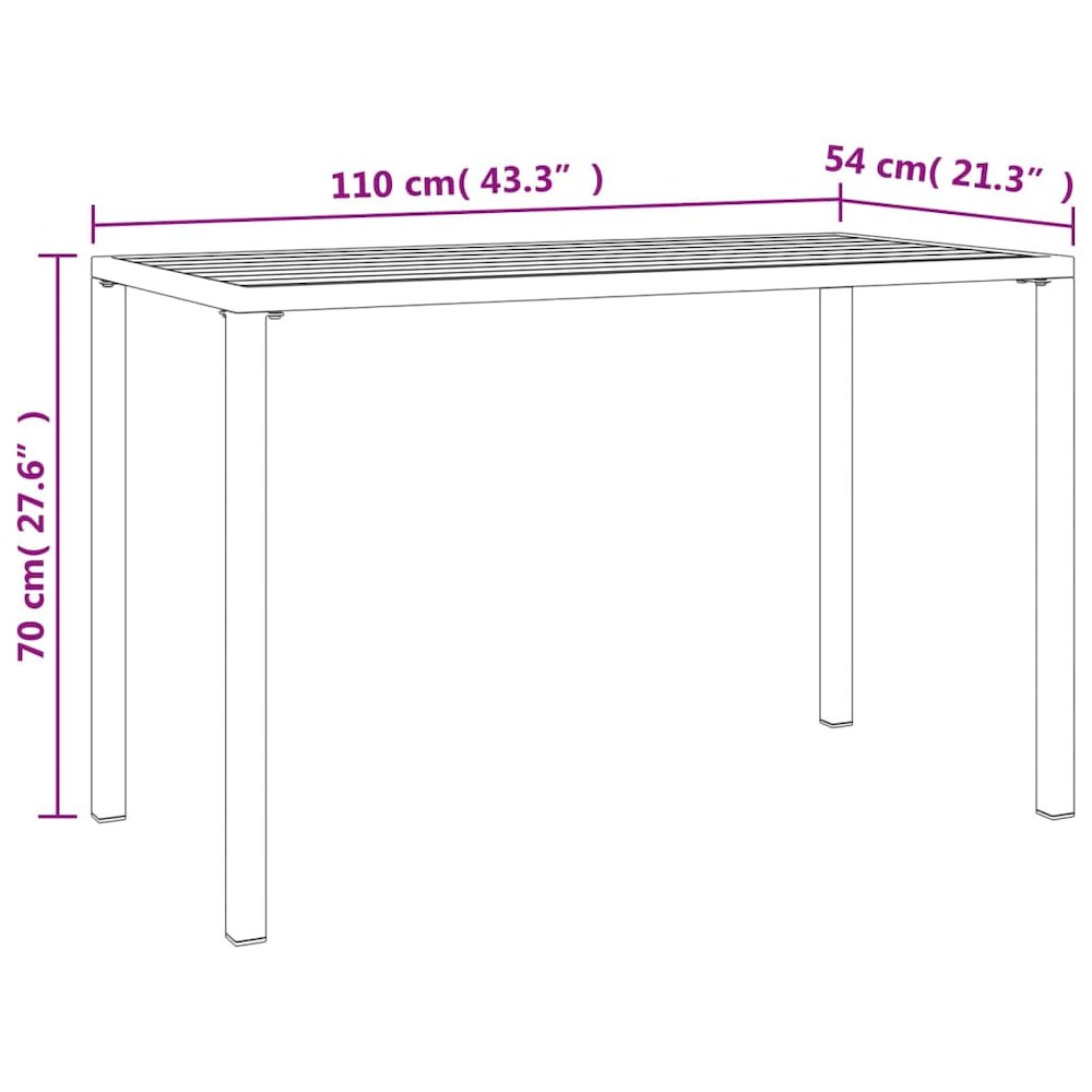 Garden Dining Table Anthracite Steel 43.3 x 21.3 x 27.6 in. Picture 7