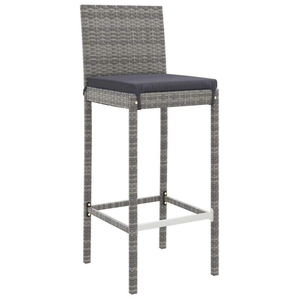 11 Piece Patio Bar Set with Cushions Gray Poly Rattan. Picture 4
