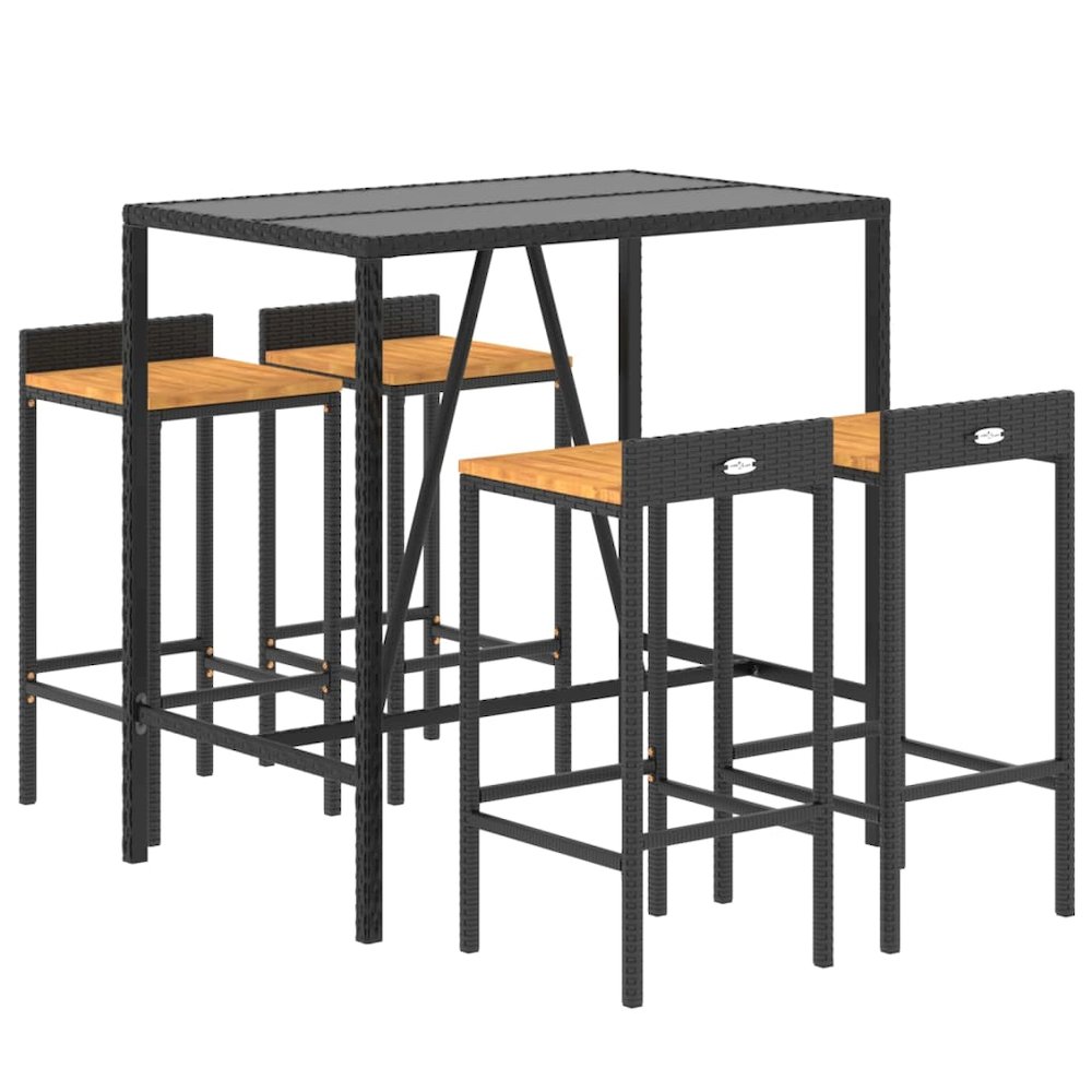 Garden Bar Set Black PE rattan Footrest Garden Bar Set. Picture 3