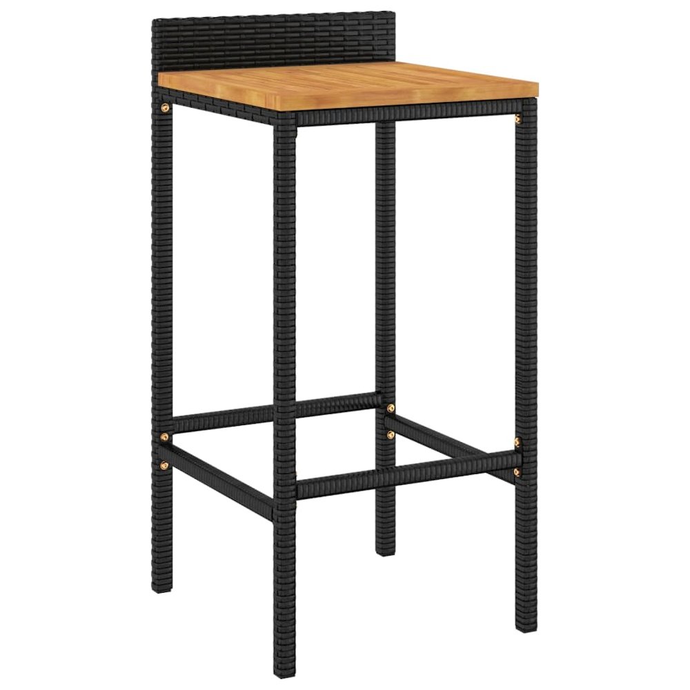 Garden Bar Set Black PE rattan Footrest Garden Bar Set. Picture 4