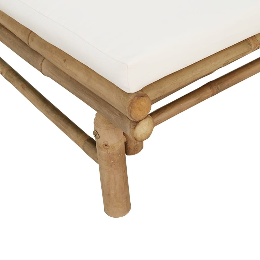 Garden Bench Natural Bamboo, Cream White Bamboo, Polyester (cushions). Picture 5