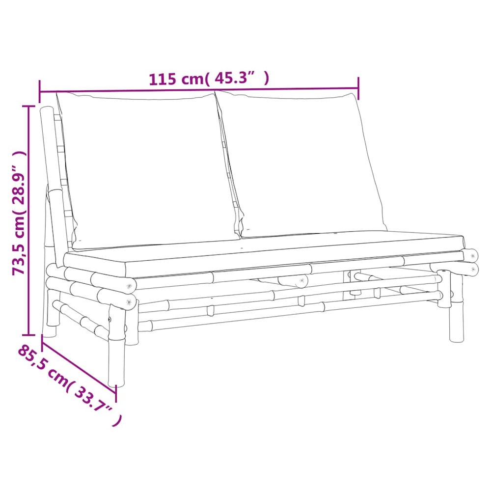Garden Bench Natural Bamboo, Cream White Bamboo, Polyester (cushions). Picture 6