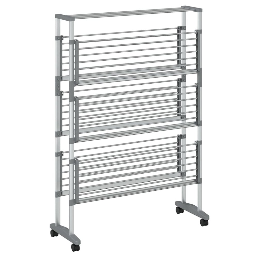 Laundry Drying Rack with Wheels 35"x25.2"x50.8" Aluminum. Picture 3