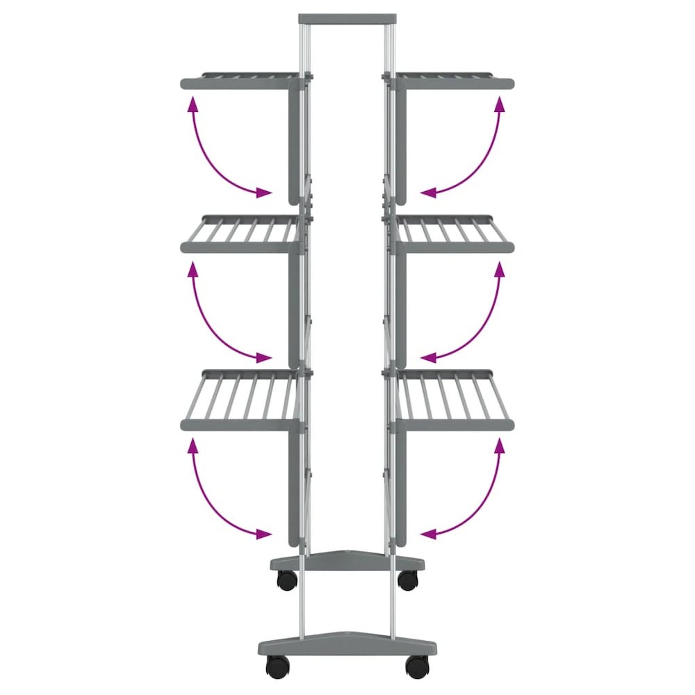 Laundry Drying Rack with Wheels 35"x25.2"x50.8" Aluminum. Picture 6