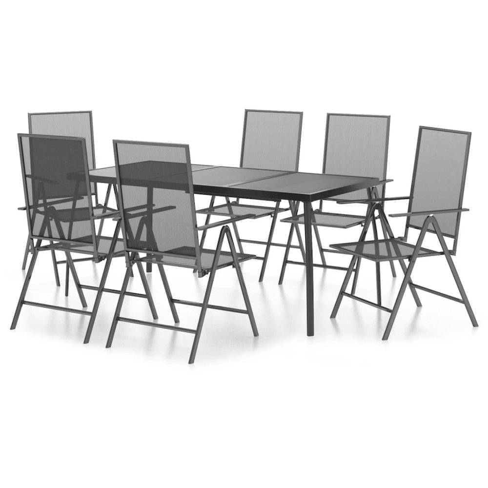 Garden Dining Set Anthracite Steel 7-piece set. Picture 2