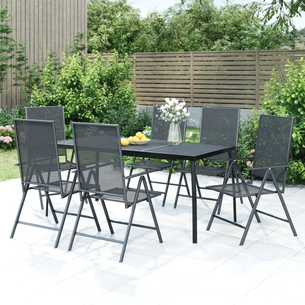 Garden Dining Set Anthracite Steel 7-piece set. Picture 1
