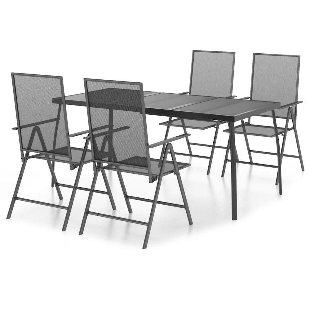 Garden Dining Set Anthracite Steel Medium Height-Adjustable. Picture 2