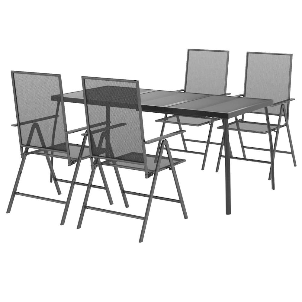 Garden Dining Set Anthracite Steel Medium Height-Adjustable. Picture 3