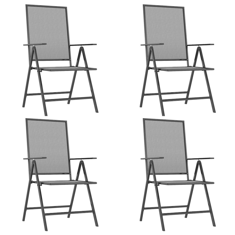 Garden Dining Set Anthracite Steel Medium Height-Adjustable. Picture 4