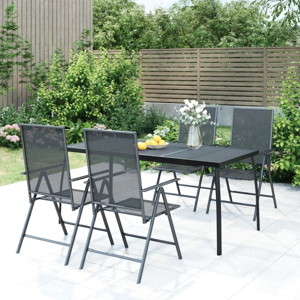 Garden Dining Set Anthracite Steel Medium Height-Adjustable. Picture 1