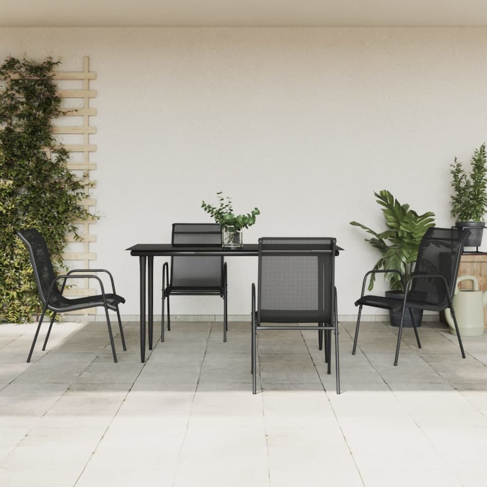 Garden Dining Set Black. Picture 1